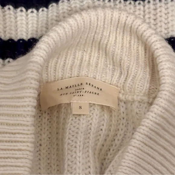 Sezane Lucas Jumper | S | ecru and navy stripe - Picture 6 of 6